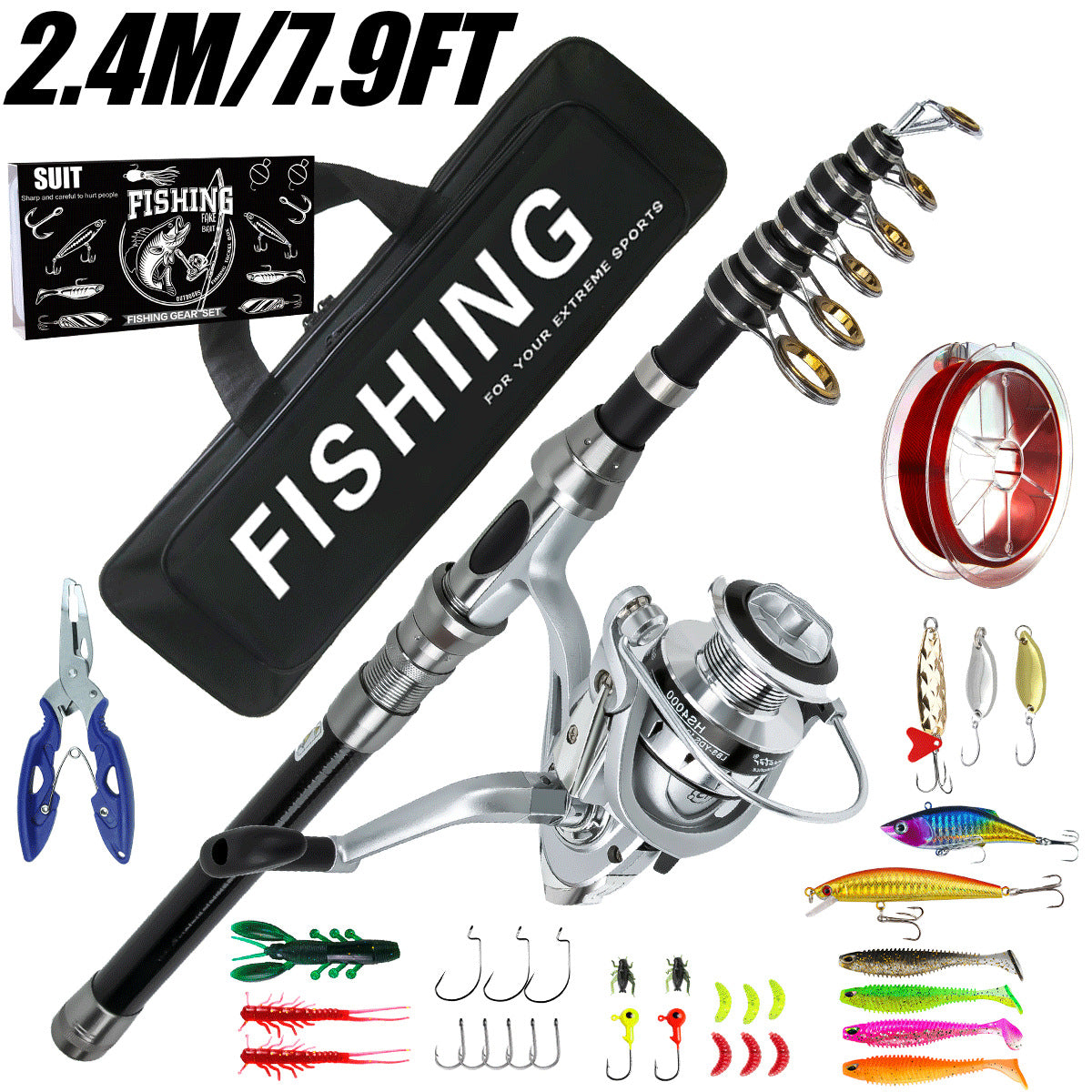 Telescopic Spinning Fishing Rod and Reel Combo