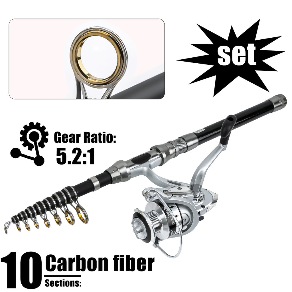 Telescopic Spinning Fishing Rod and Reel Combo