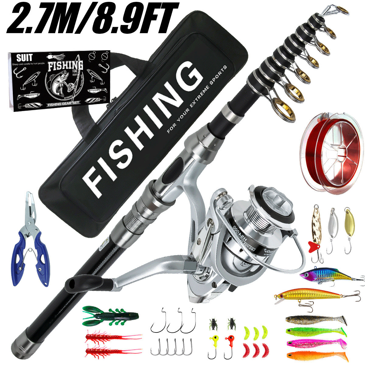 Telescopic Spinning Fishing Rod and Reel Combo
