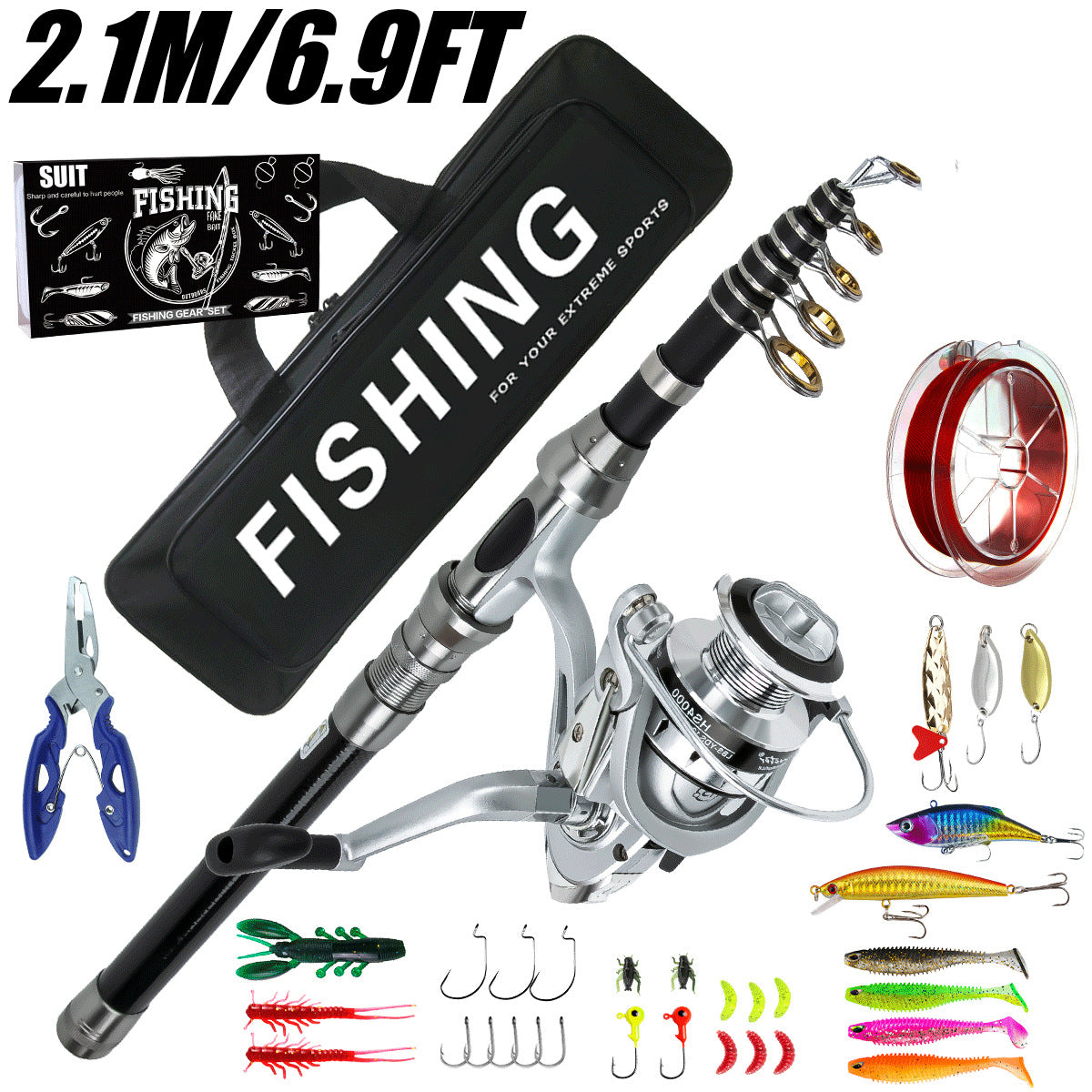 Telescopic Spinning Fishing Rod and Reel Combo